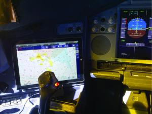 Tablet on Lufthansa Airbus with NCAR-uplinked weather.