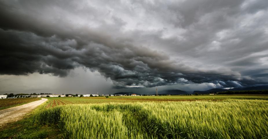 A storm is growing up over the fields of Italy