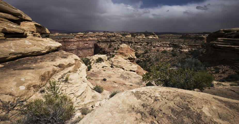 Storm over Big Spring Canyon in the Needles District of Canyonlands National Park, Utah