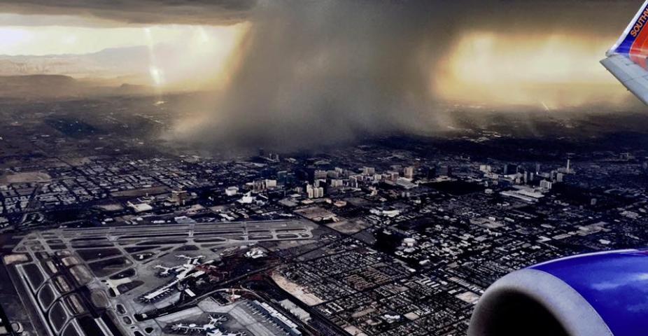 Microburst seen from an airplane, Las Vegas NV, July 2015. photo by Paul Hurst