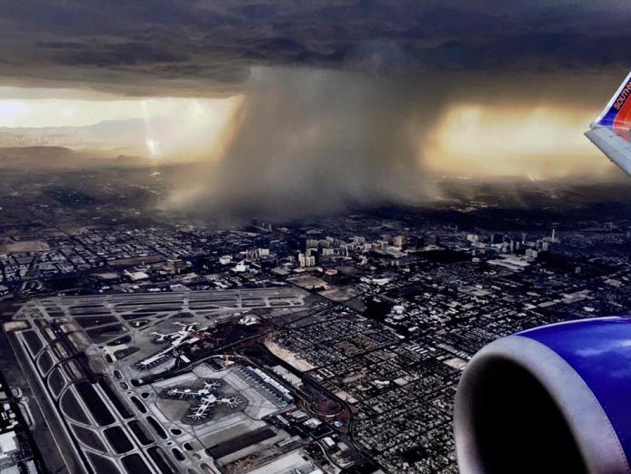 Microburst seen from an airplane, Las Vegas NV, July 2015. photo by Paul Hurst