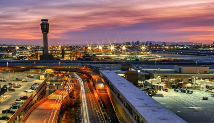 Desert Sunset highways near airport