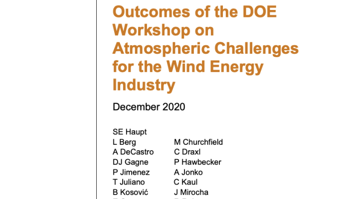 Outcomes of the DOE Workshop on Atmospheric Challenges for the Wind Energy Industry - December 2020 (PDF)