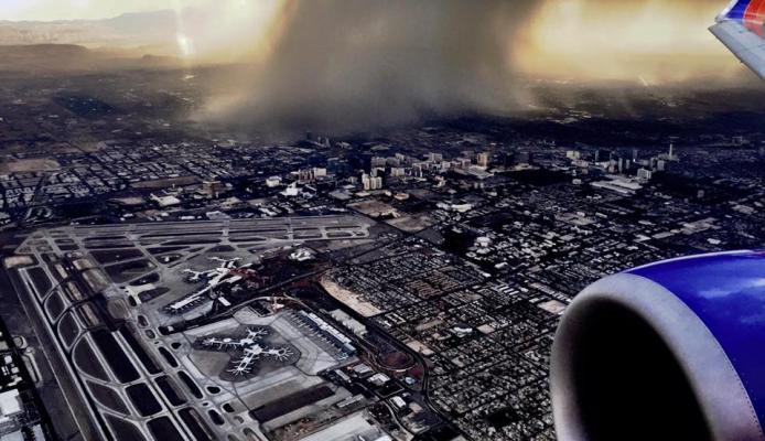 Microburst seen from an airplane, Las Vegas NV, July 2015. photo by Paul Hurst
