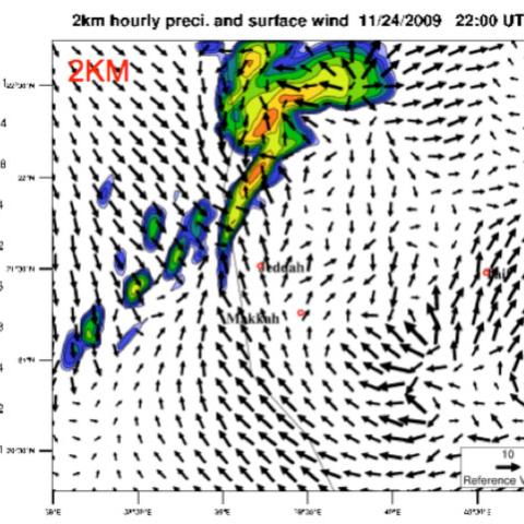 The RTFDDA system analyzes and predicts whether through integration of computer scripting code, a numerical weather prediction (NWP) core, and a method of assimilating observations into that core.