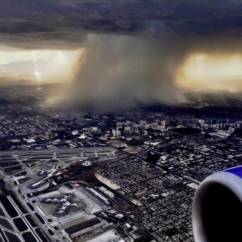 Microburst seen from an airplane, Las Vegas NV, July 2015. photo by Paul Hurst