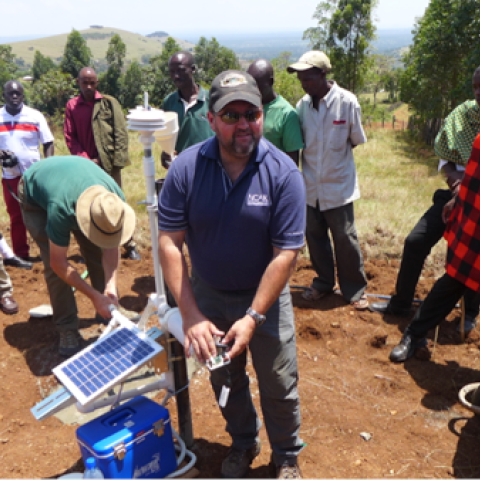 NCAR scientist Paul Kucera describes the various components of the 3D-PAWS at the Sirua Aulo Maasai High School. (©UCAR. Photo by Kristin Wegner. This image is freely available for media & nonprofit use.)