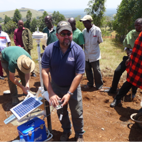 NCAR scientist Paul Kucera describes the various components of the 3D-PAWS at the Sirua Aulo Maasai High School. (©UCAR. Photo by Kristin Wegner. This image is freely available for media & nonprofit use.)