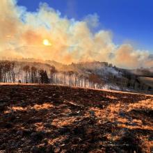 Smoke from the 2022 North Waugh prescribed fire near Canon City, Colorado.  Photo by Damon Kurtz, BLM