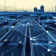 Transportation and technology concept. ITS (Intelligent Transport Systems). Mobility as a service.