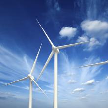 Wind generator turbines in sky