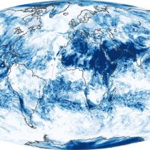 NASA Cloud Fraction map shows what fraction of an area was cloudy on average each month.