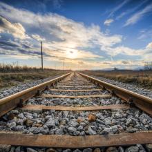 Railway, Rocks, Sunset image